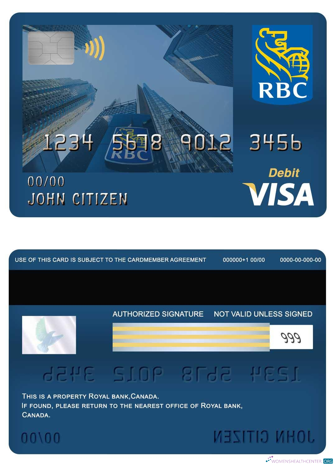Download Canada Royal bank visa debit card Photoshop template